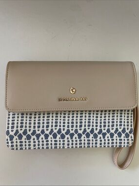 Spartina 449 Wristlet Natural Linen and Genuine Leather